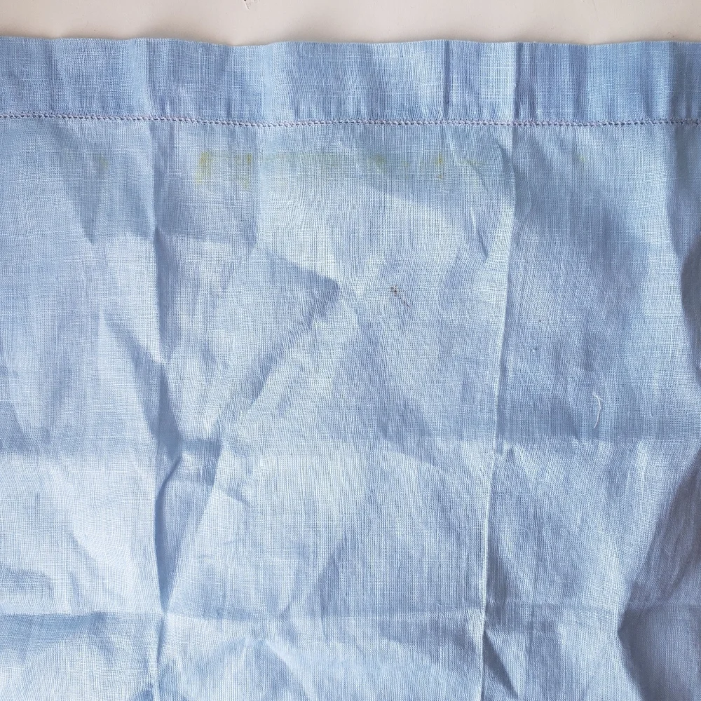 Embroidered Swan on French Blue Linen Finger Towel